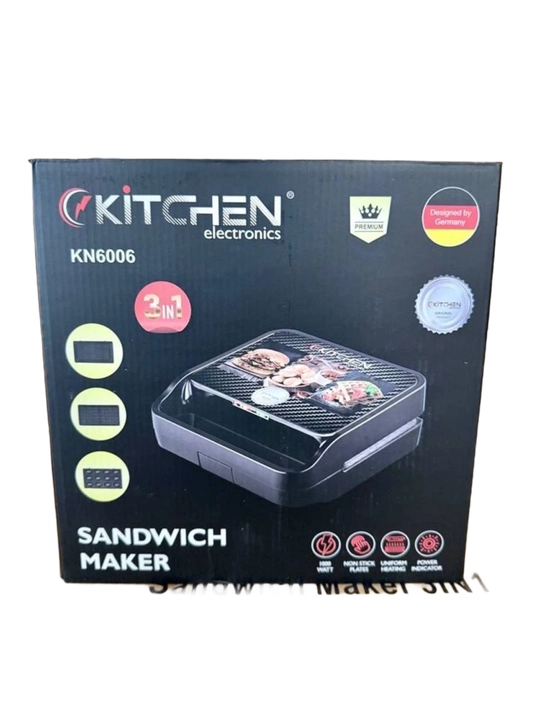 Сэндвичница и вафельница 5в1 , 3 в 1 Kitchen Electronics KN6006, мультипекарь 1000 Вт⁠ - 