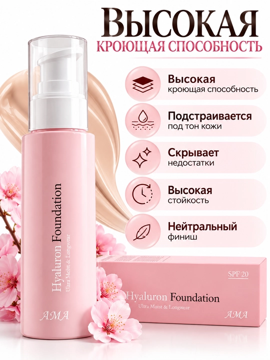 Тonal kremi kollagen va gialuron kislotasi bilan, SPF 20, 21-ton,24 soatgacha chidamli