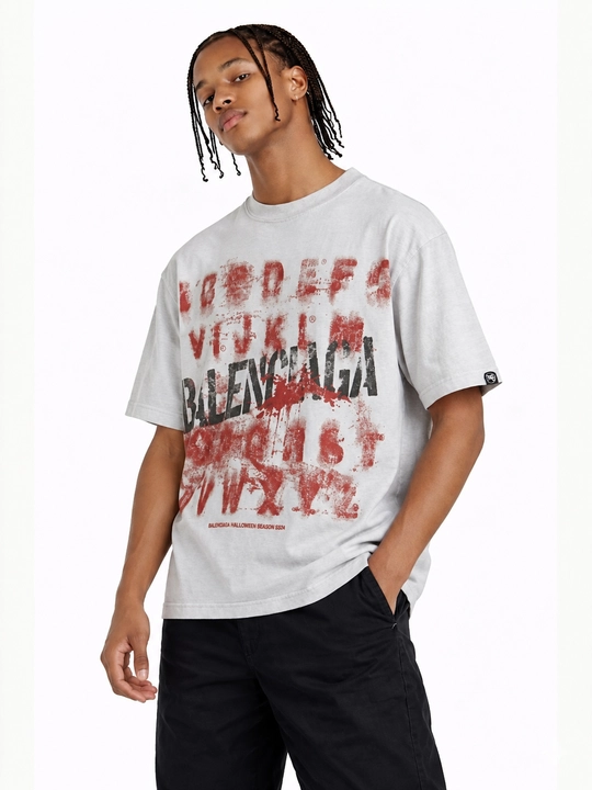 Y2K Balenciaga oversayz futbolkasi, alifboli, 100% paxtadan, granj stritvir, uniseks