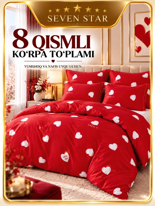 Seven star 8 qsimli ko'rpali choyshab to'plami - 