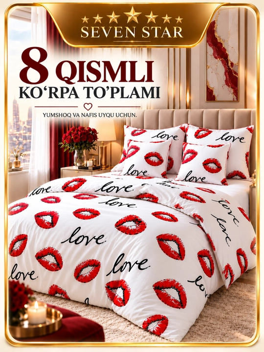 Seven star 8 qsimli ko'rpali choyshab to'plami - 