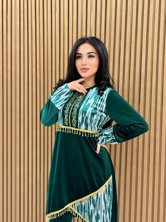 Ayollar va qizlar uchun ayollar to‘plami: ko'ylak lozim, bambuk matosi - 
