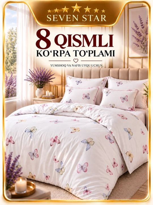 Seven star 8 qsimli ko'rpali choyshab to'plami - 