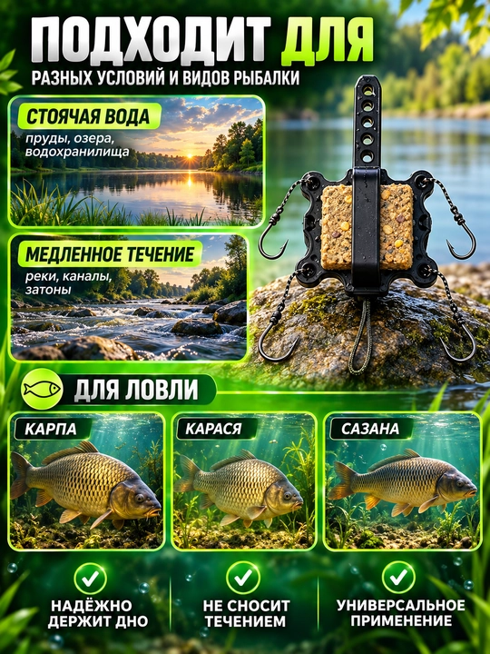 Sazan, karas, karp uchun baliq ovlash uchun bosimli vosita, makushatnik