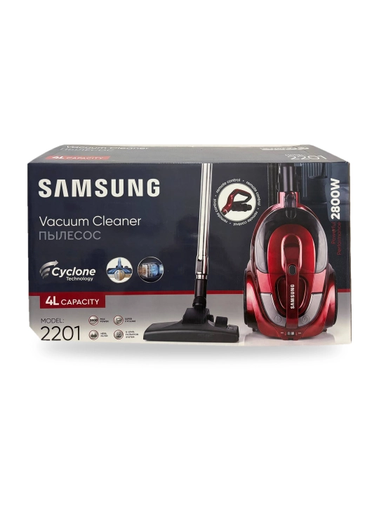 Пылесос Samsung 2201, 2800 Вт, 4 л, циклонный, HEPA-фильтр, без мешка, пульт, красный