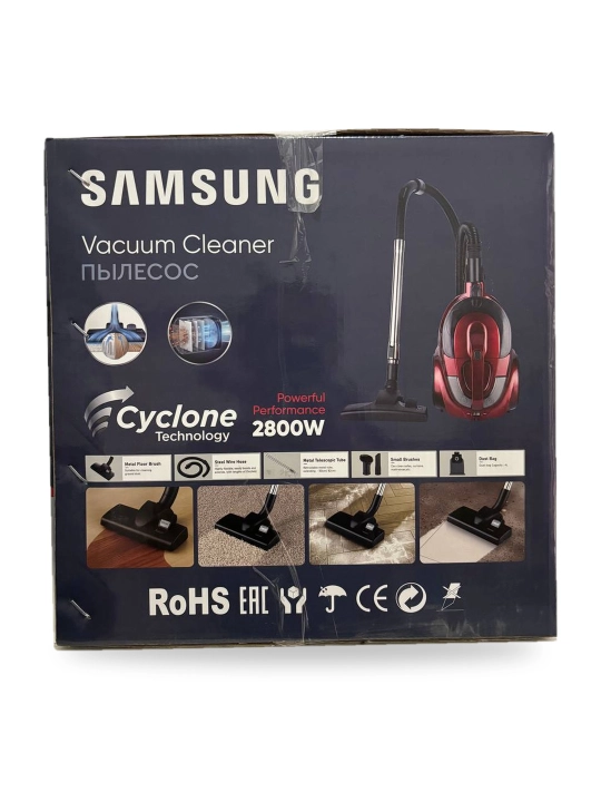 Пылесос Samsung 2201, 2800 Вт, 4 л, циклонный, HEPA-фильтр, без мешка, пульт, красный