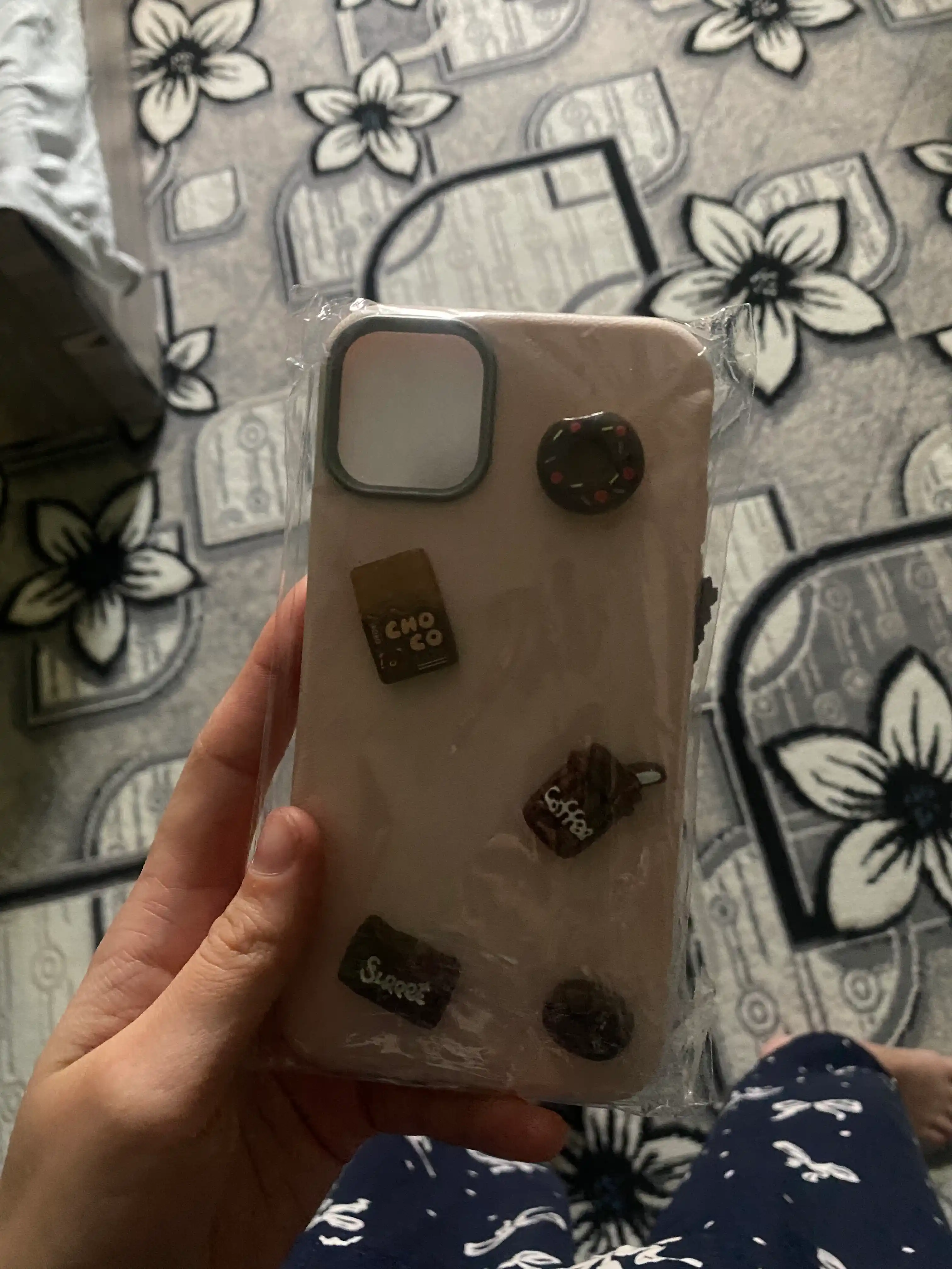 IPhone 11, 12, 13, 14, 15, 16, Pro, Pro Max, rangli, yumshoq teksturali 3D gullar bilan