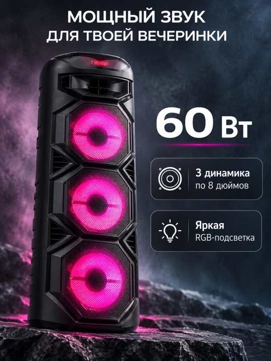 Katta kalonka, simsiz Bluetooth karnay, kalonka karaoke, RGB yonadi, mikrofon, pult bilan