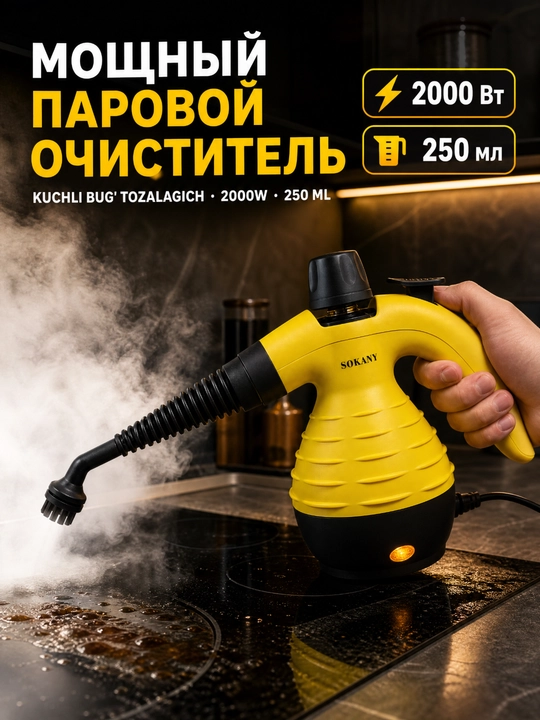 SK-13061 qo'shimchalari bilan uy tozalash uchun bug' generatori, bug' tozalagich 2000 Vt - 
