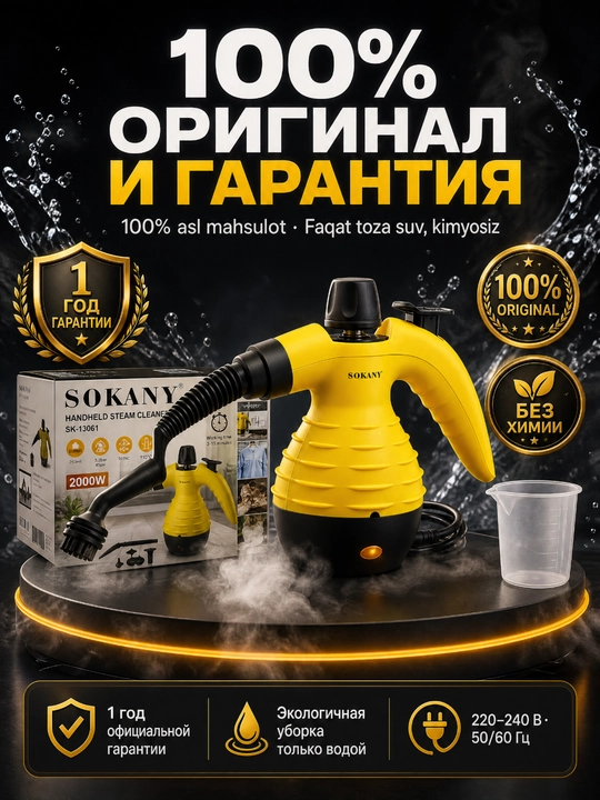 SK-13061 qo'shimchalari bilan uy tozalash uchun bug' generatori, bug' tozalagich 2000 Vt