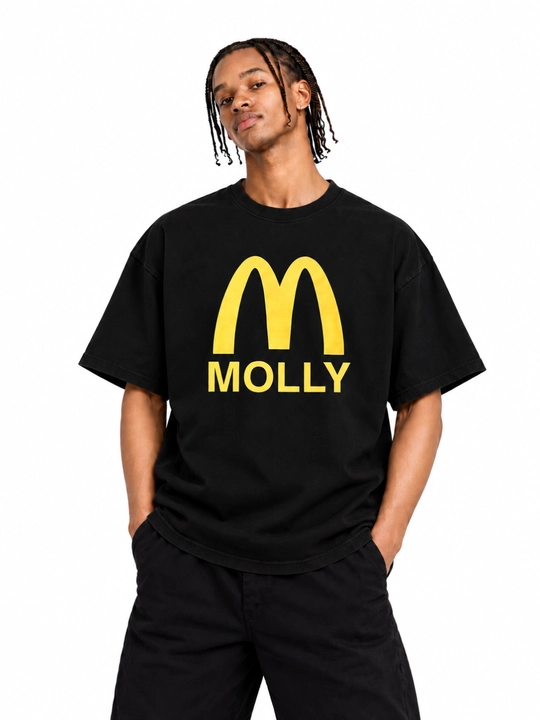 Футболка оверсайз Molly, 100% хлопок, черная, унисекс, с принтом, стритвир
