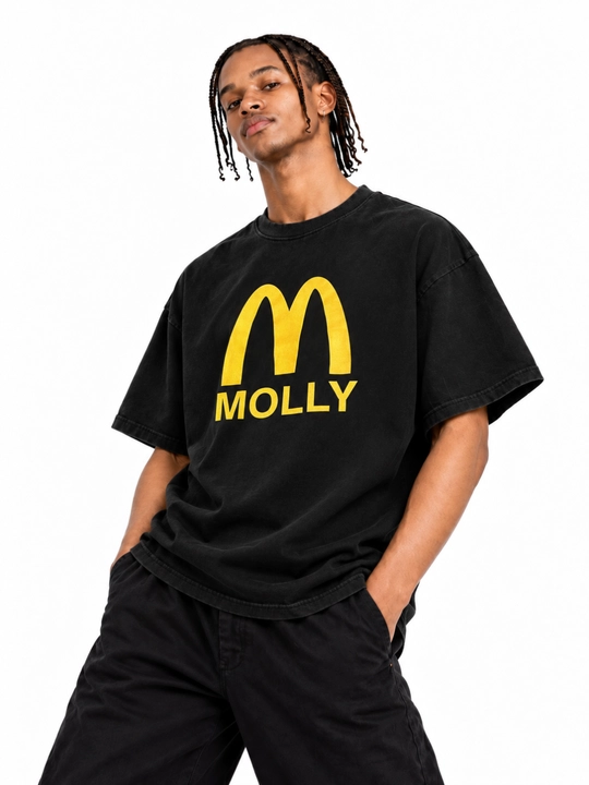 Футболка оверсайз Molly, 100% хлопок, черная, унисекс, с принтом, стритвир