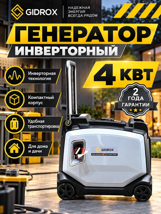 Генератор инверторный, электрогенератор инверторный GIDROX GD5500SE - 