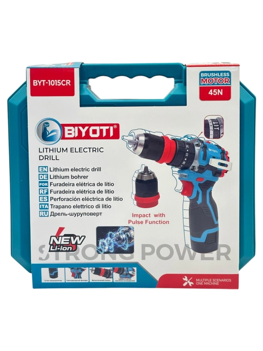 Akkumulyatorli cho'tkasiz zarbiy drel-shurupovert BIYOTI BYT-1015CR 16.8V, 45 N/m