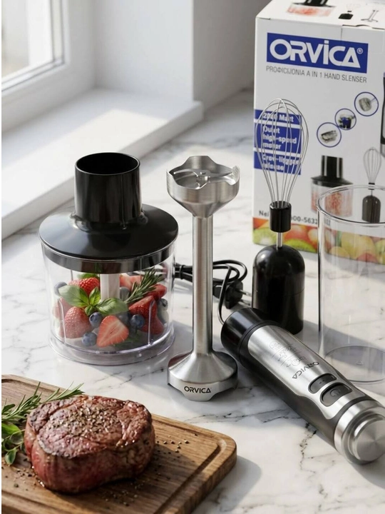 ORVICA 4-in-1 qo‘l blenderi / Maydalagich, mikser va elektr blender (ORM-500-4232 modeli)