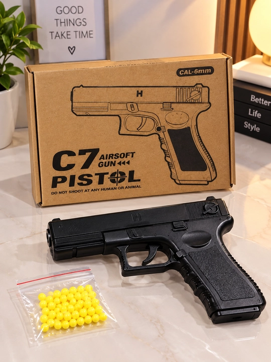 C7 o‘yinchoq pistolet, 6 mm plastik sharchali, bolalar uchun o‘yin to‘plami - 