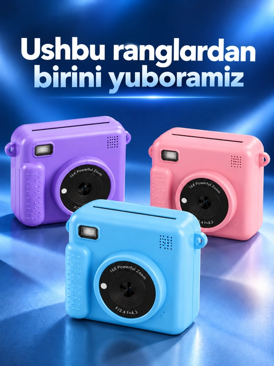 Bolalar uchun tezkor chop etuvchi raqamli fotoapparat, foto va video funksiyali kamera