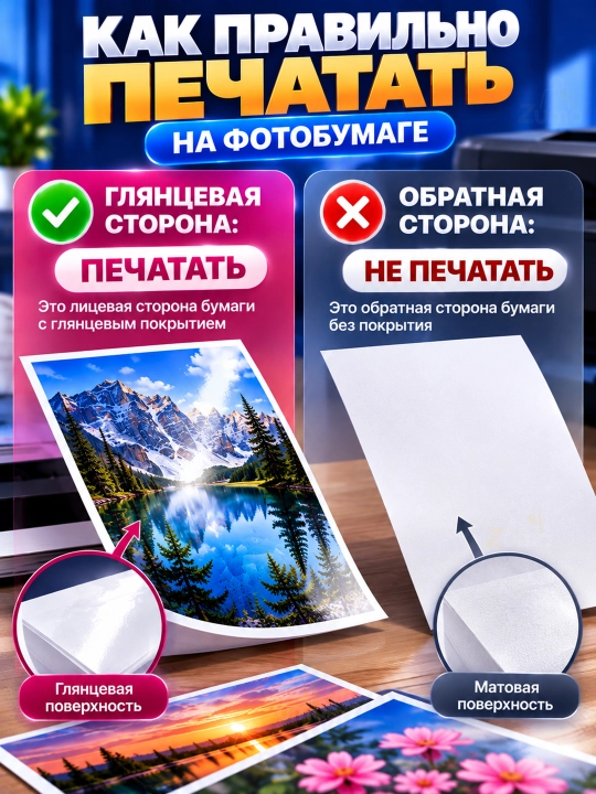 KEDR siyoh purkagichli printer uchun yaltiroq fot qog‘oz, turli formatlar