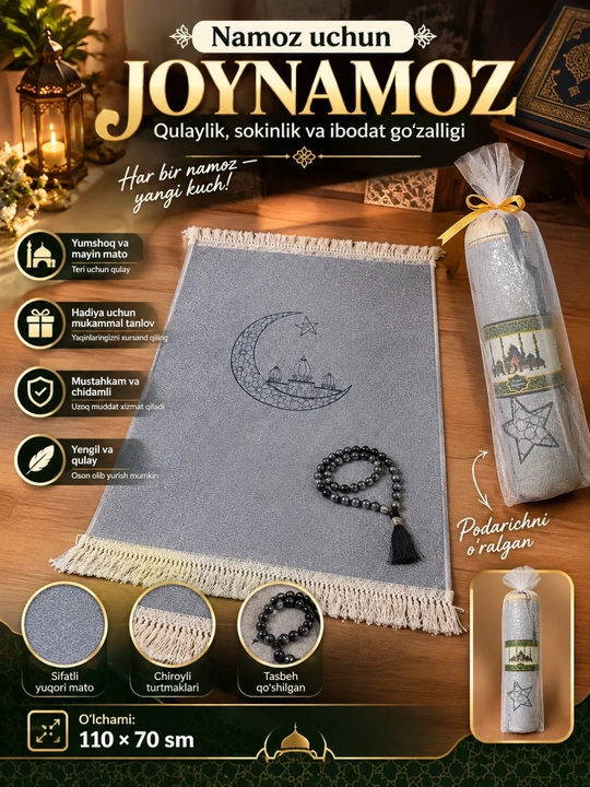 Joynamoz va  tasbeh, namoz to'plami, qulay o'ramda - 