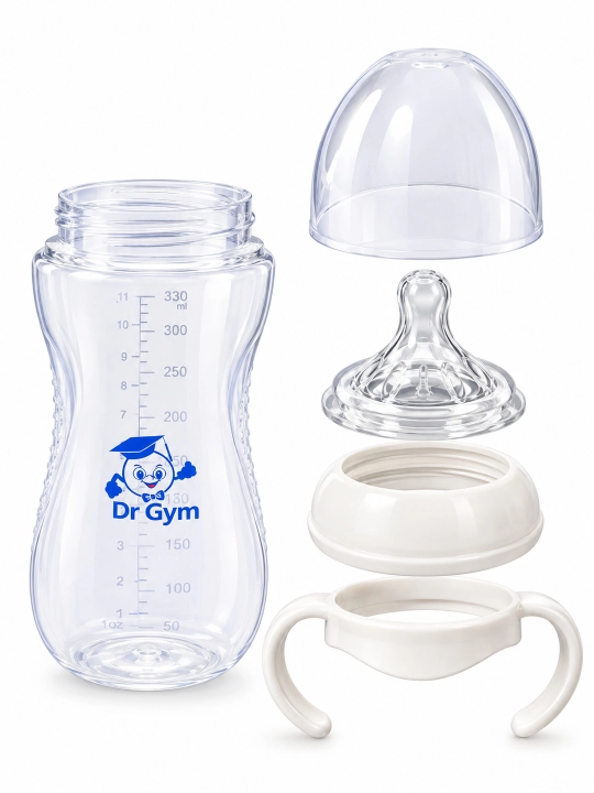 Dr Gym bolalar uchun PP butilka, silikon so‘rg‘ichli, anti-kolik tizimli, 125/260/330 ml