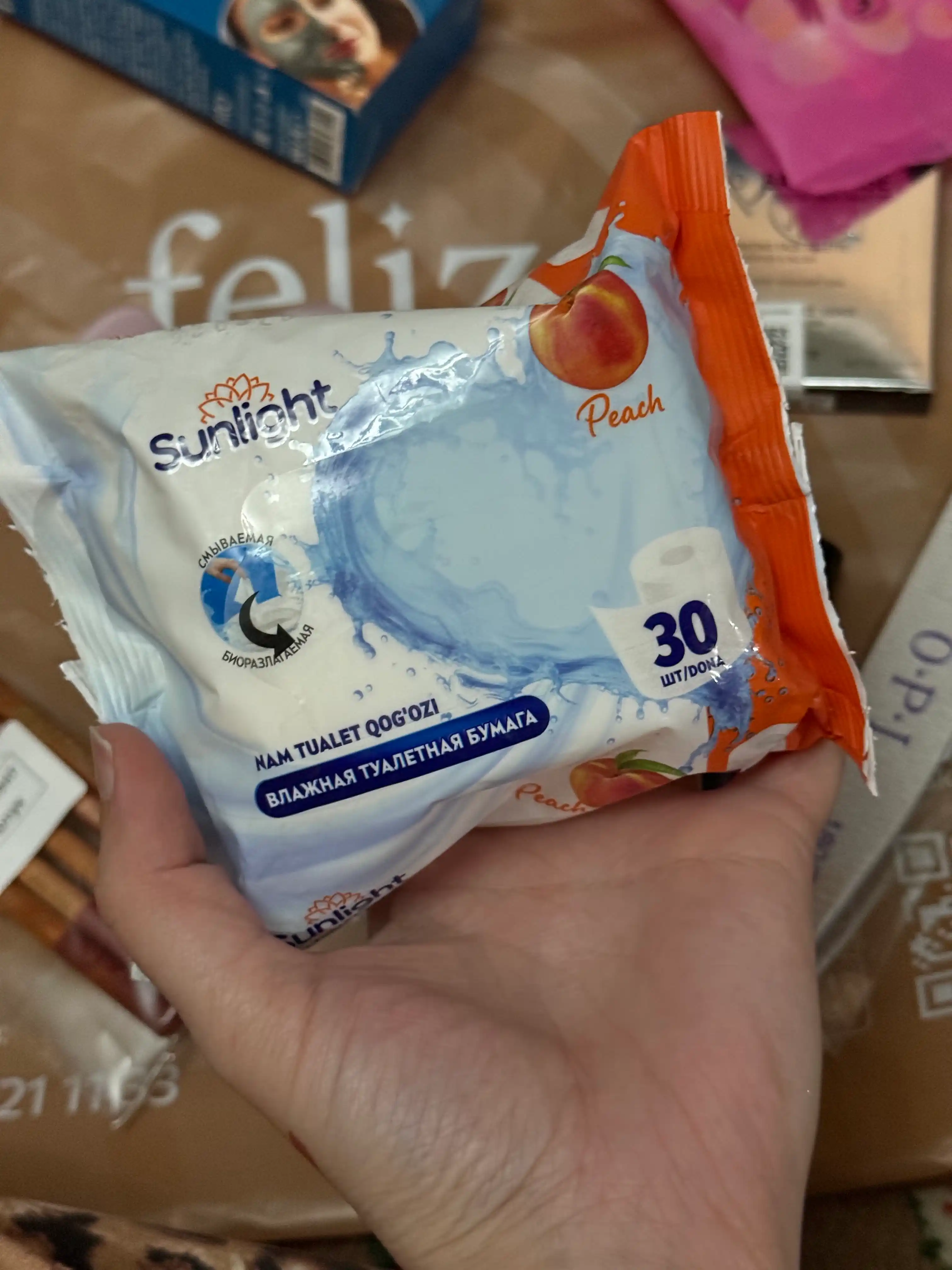 Влажные туалетные салфетки Sunlight Персик, 30 шт