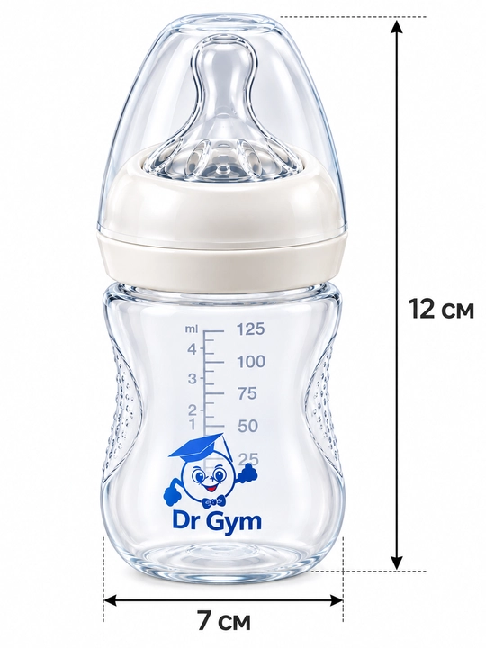 Dr Gym bolalar uchun PP butilka, silikon so‘rg‘ichli, anti-kolik tizimli, 125/260/330 ml
