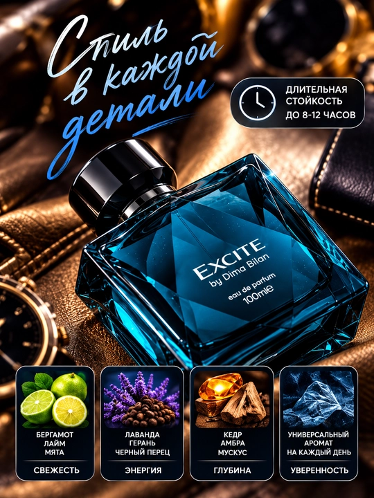Dima Bilandan EXCITE - nafis va yangi erkaklar ifori, 100 ml