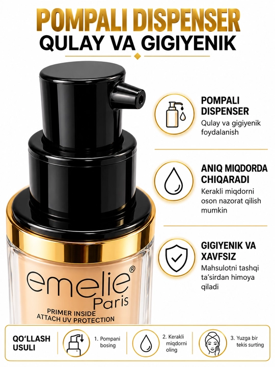 Тональный крем Emelie Paris Comfort Matte SPF 50 PA+++, с праймером, 30 мл