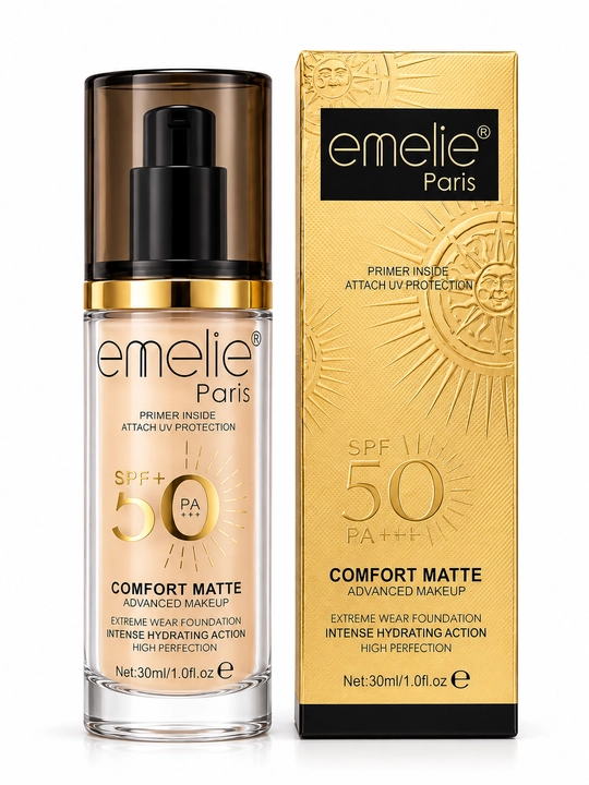 Тональный крем Emelie Paris Comfort Matte SPF 50 PA+++, с праймером, 30 мл