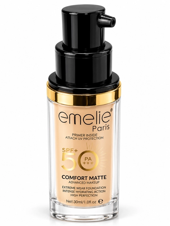 Тональный крем Emelie Paris Comfort Matte SPF 50 PA+++, с праймером, 30 мл