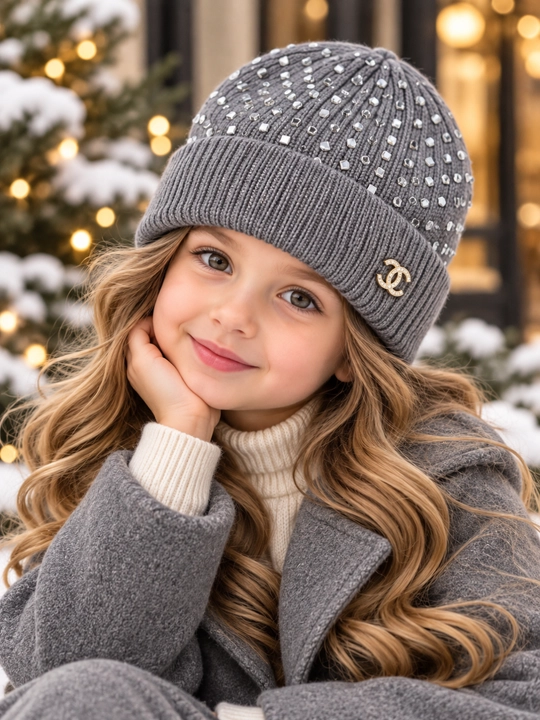 Шапка для девочек демисезонная и зимняя, трикотажная, 5-8 лет, повседневная