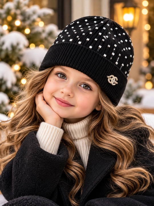 Шапка для девочек демисезонная и зимняя, трикотажная, 5-8 лет, повседневная