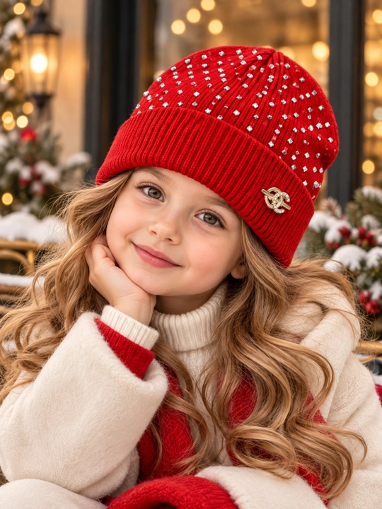 Шапка для девочек демисезонная и зимняя, трикотажная, 5-8 лет, повседневная