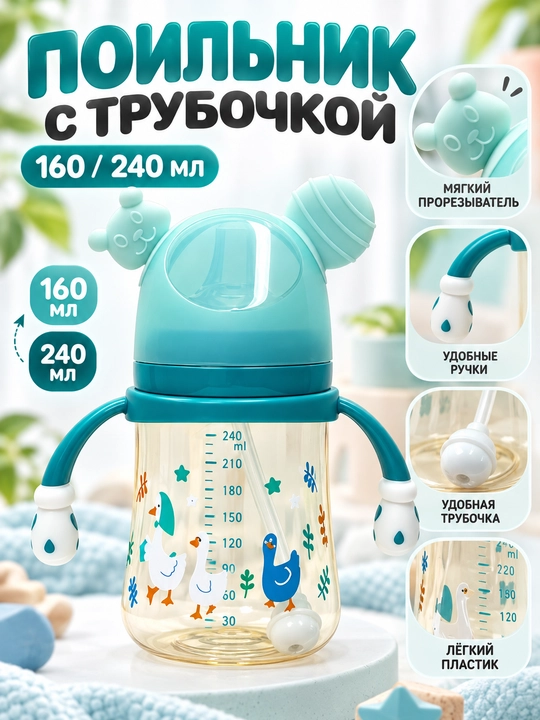 Пластиковая бутылочка для детского питания, 180/240 мл - 