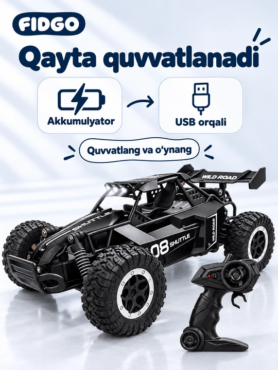 Radio orqali boshqariladigan mashina, tezligi 15 km/soat