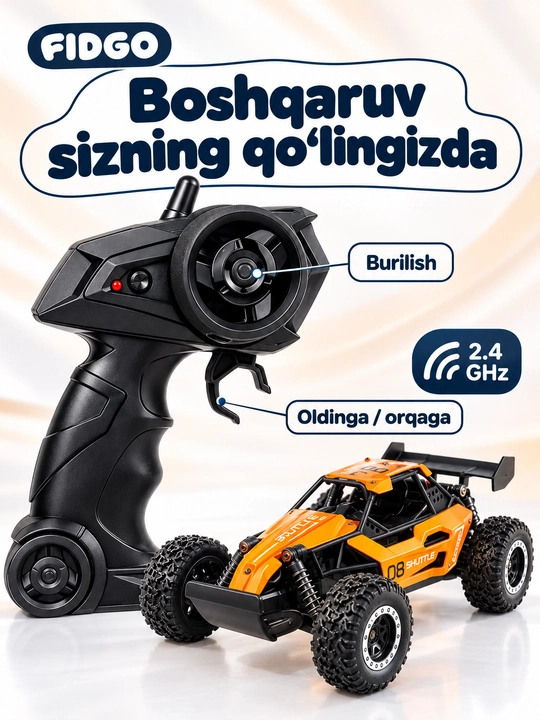 Radio orqali boshqariladigan mashina, tezligi 15 km/soat