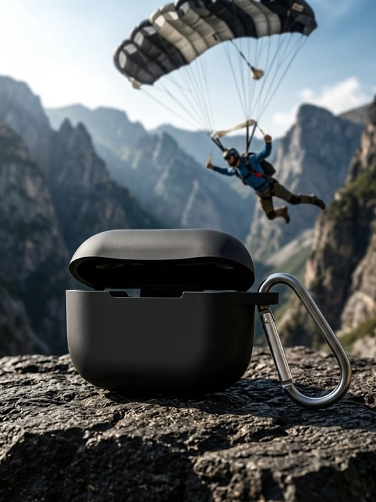 AirPods uchun silikon g‘ilof, karabinli