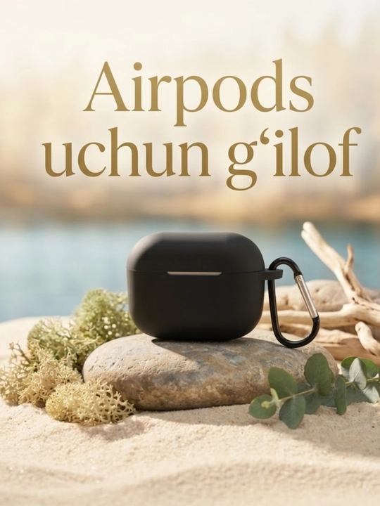 AirPods uchun silikon g‘ilof, karabinli