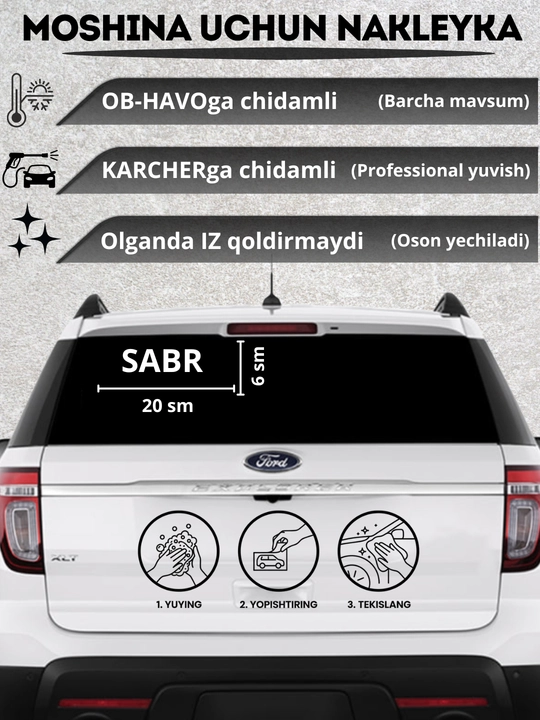 Avtomobil uchun stiker — yozuvlar, belgilar, logotiplar, dekor dizaynlar, suvga chidamli - 