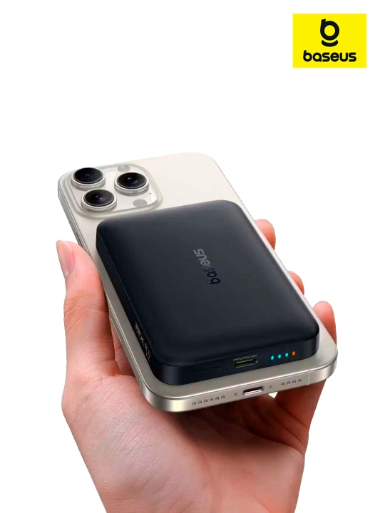 Baseus MagSafe tashqi akkumulyatori, 10000 mA/soat simsiz zaryadlash imkoniyati