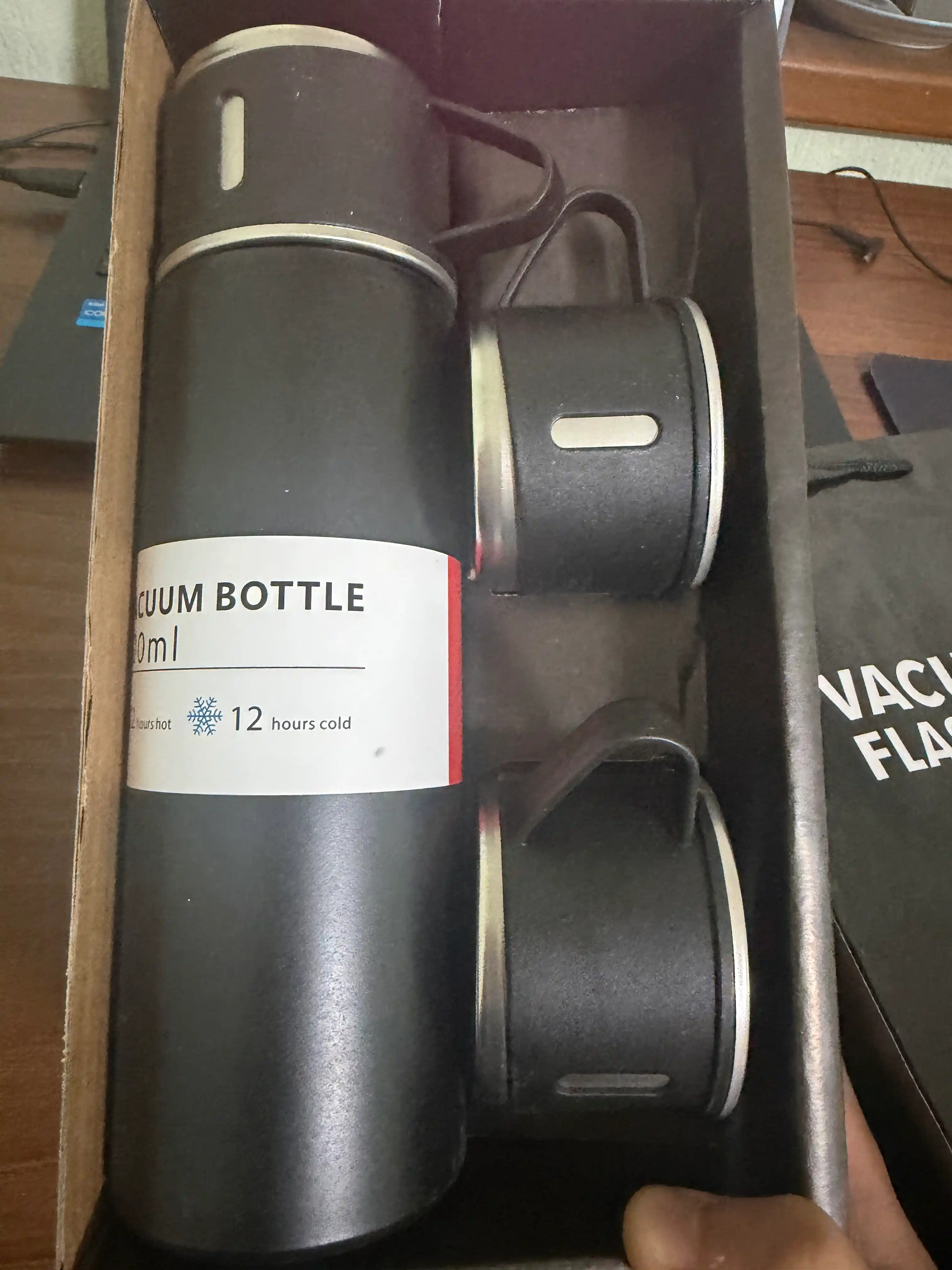 Ichimliklar uchun termos-termokrujka, 3 ta finjonli sovg‘a to‘plami, 500 ml