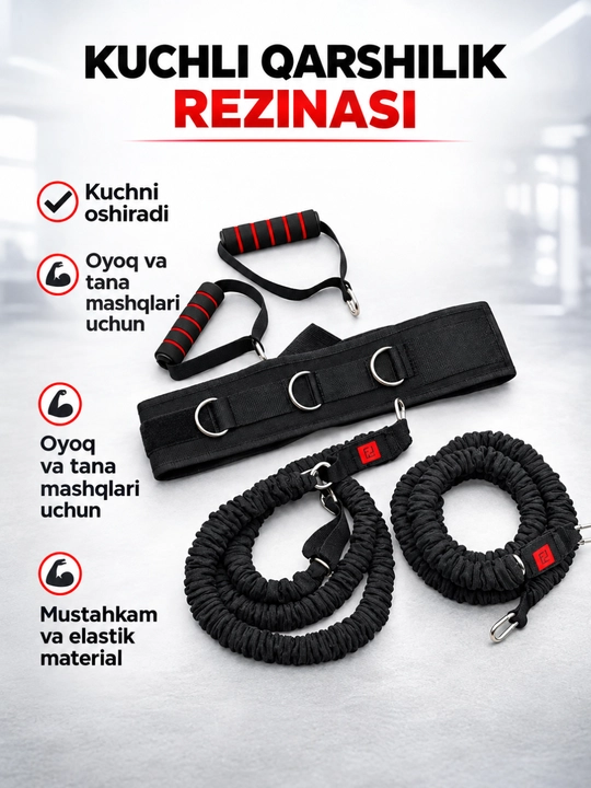 Kuchli qarshilik rezinasi – Oyoq va tana mashqlari uchun - 
