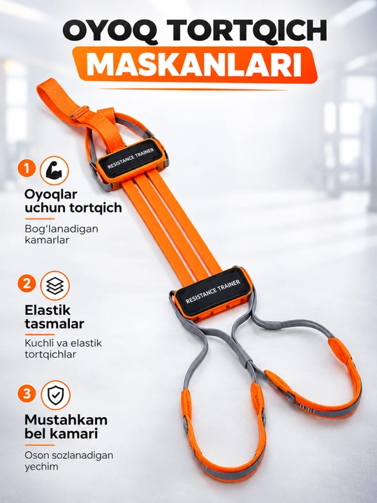 Oyoq tortqich mashqlari uchun qarshilik tasmalari to‘plami - 
