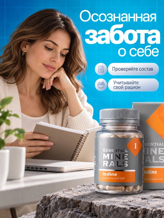 Organik Yod Iodine – aqliy faollik va energiya uchun,qalqonsimon bezni qo‘llab-quvvatlaydi