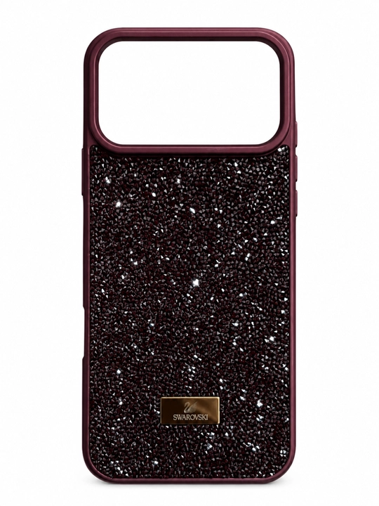 Чехол для iPhone 15,16,17,18, Pro\Pro Max  с блестящими кристаллами  бордовый