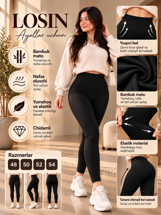 Ayollar losinlari, gamash, BAMBUKLI leggins va lasinalarr - 