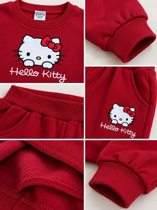 Детский бордовый спортивный костюм для девочки Hello Kitty свитшот и штаны