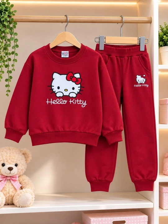 Детский бордовый спортивный костюм для девочки Hello Kitty свитшот и штаны