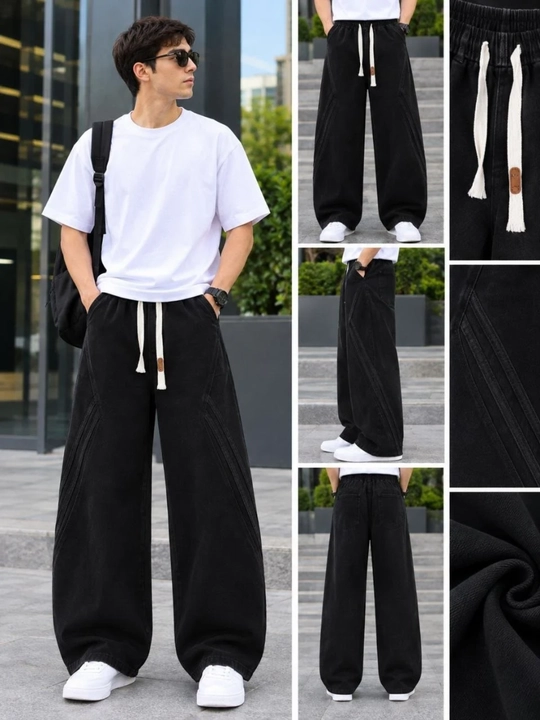 Erkaklar baggy jinsi shimlari, keng erkin jinsi shimlar - 