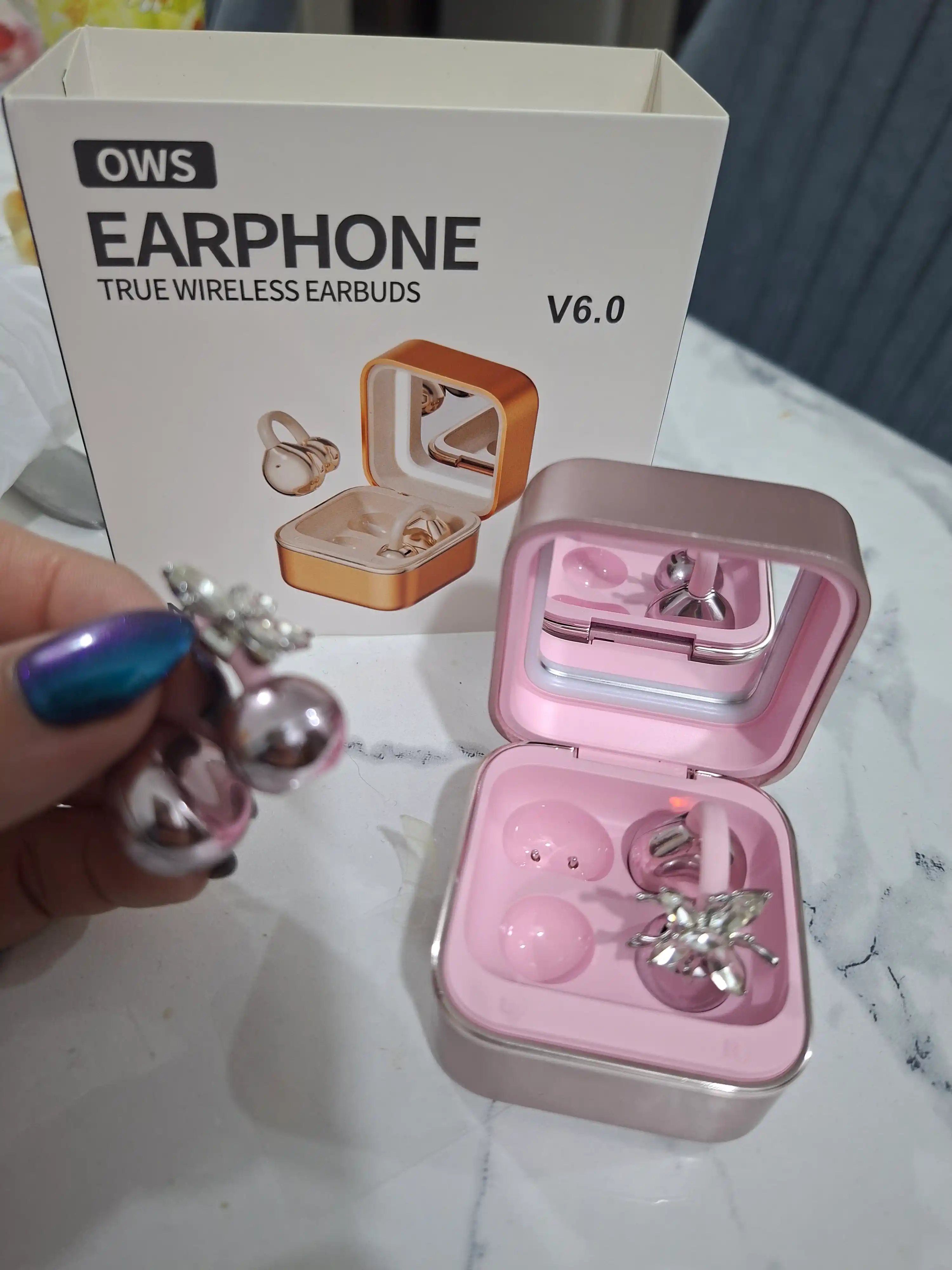 M161 OWS simsiz quloqchin, Bluetooth 6.0, ko‘zguli korpus, ayollar uchun naushnik